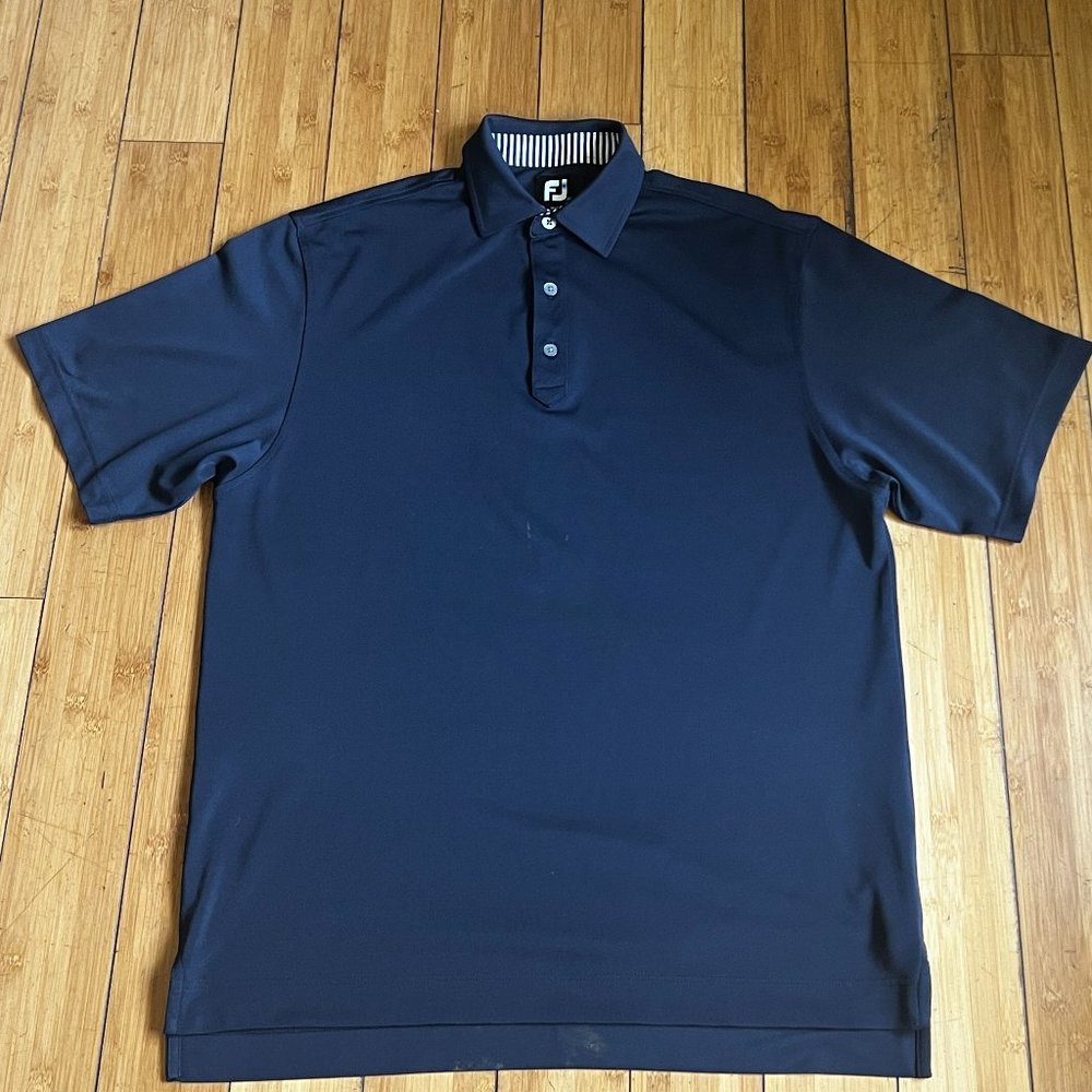 Footjoy Golf Polo Short Sleeve Shirt 1/4 Button Blue Men Sz M